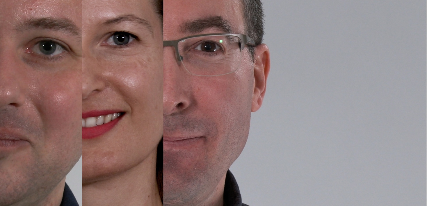 Photo montage of three close-ups of researchers.